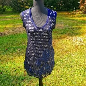 𝅺Navy and white lace mini dress NEW medium